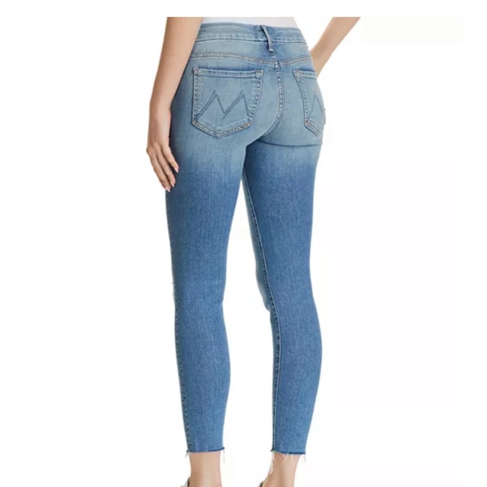 MOTHER Looker Ankle Fray Skinny Jeans - Blue